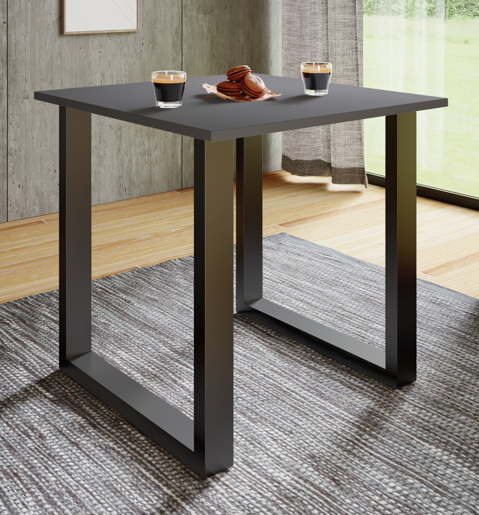 Latitude Run "Xona" dining table with a U-shaped base | Wayfair.co.uk